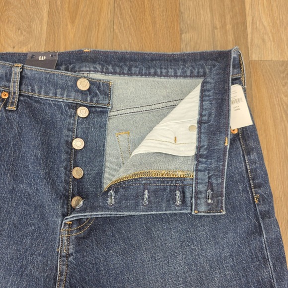 GAP Cheeky Straight High Rise Jeans Dark Wash Button Fly Women Size 14 32 Long - Picture 3 of 12